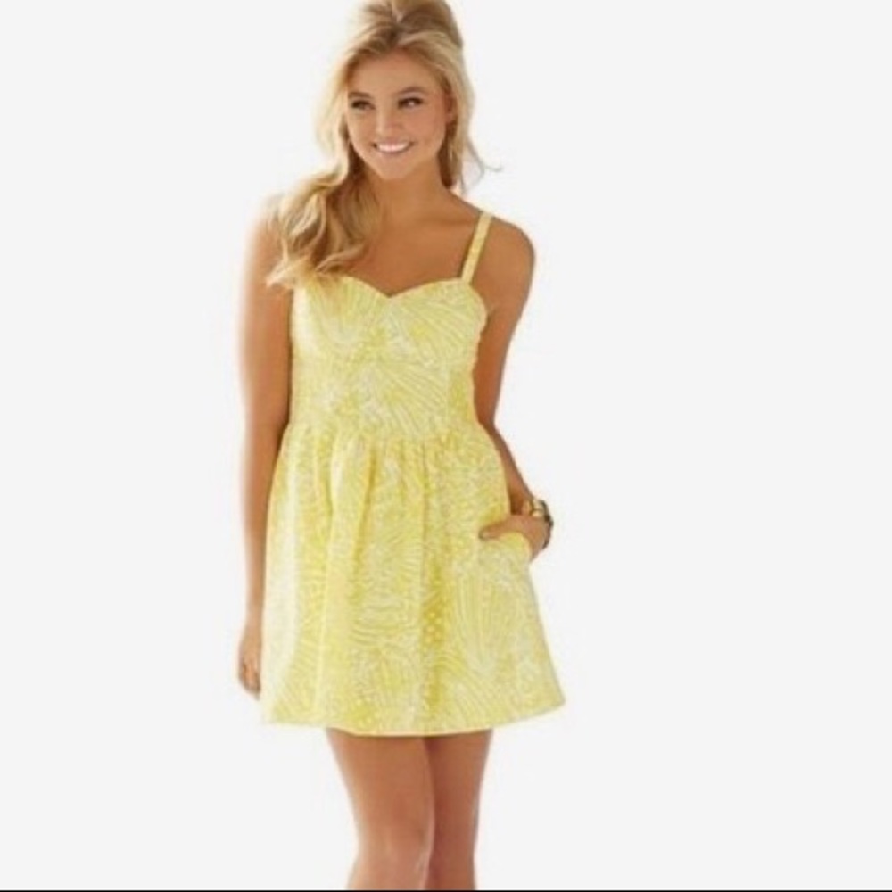 Lilly Pulitzer Christine Dress in Yellow Sea Cups